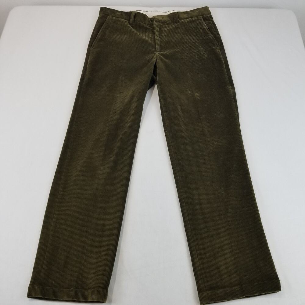 Orvis Brisbane Moss Corduroy Pants Men's 34x31 Olive Green Straight Leg Trousers